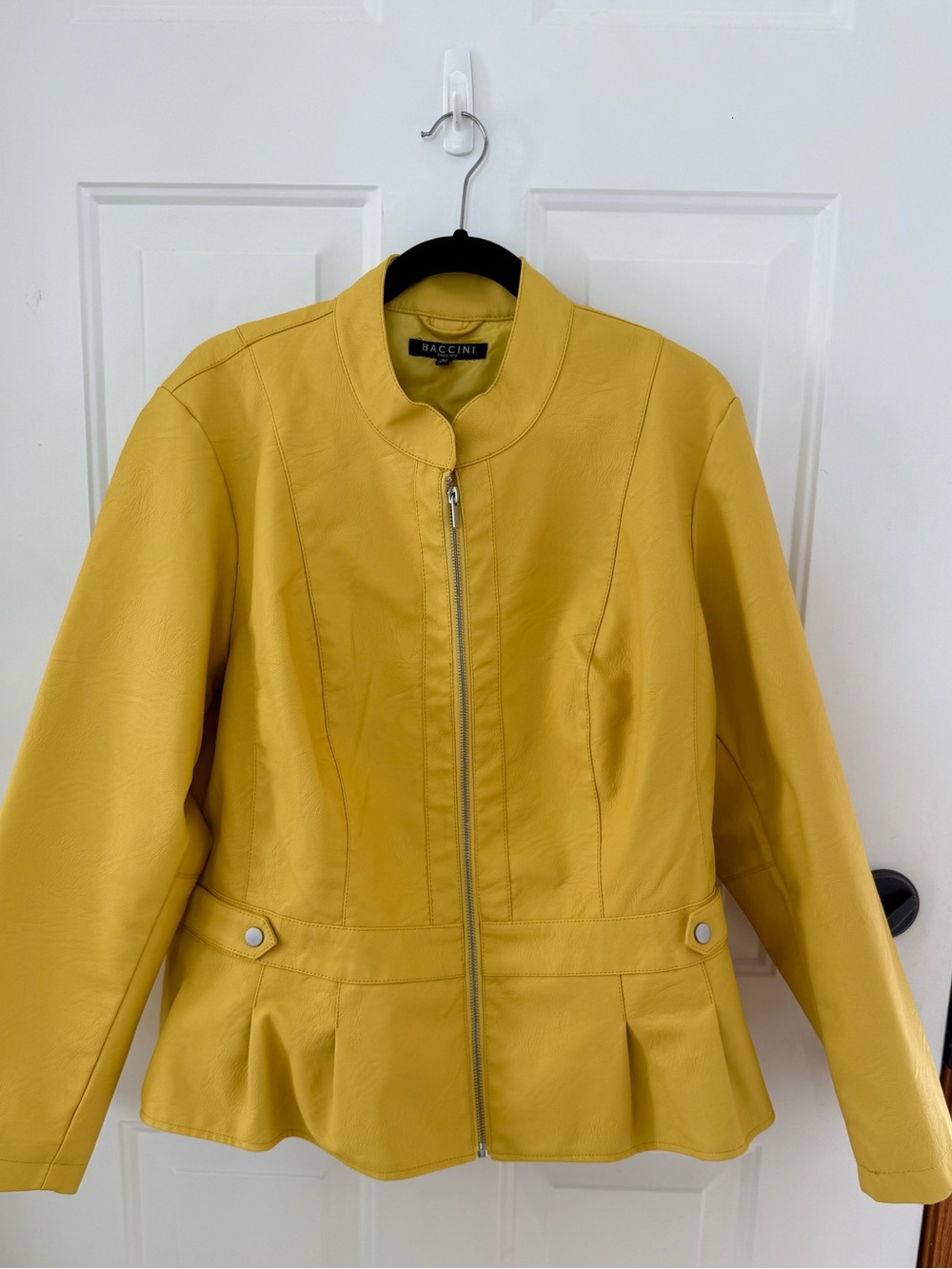 NWOT Baccini Yellow Faux Leather Jacket